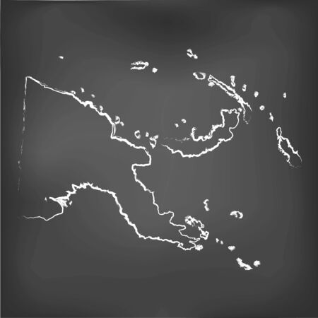 A Chalked map on a chalk board of  Papua New Guineaのイラスト素材