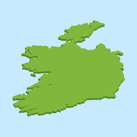 A 3D map on blue water background of  Irelandのイラスト素材