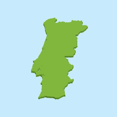 A 3D map on blue water background of  Portugalのイラスト素材