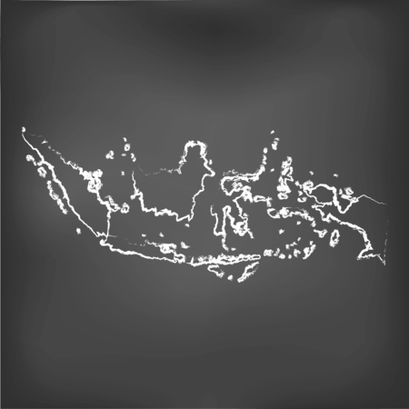A Chalked map on a chalk board of  Indonesiaのイラスト素材