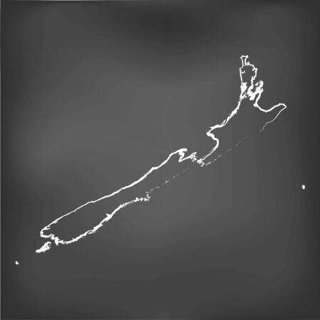 A Chalked map on a chalk board of New Zealandのイラスト素材