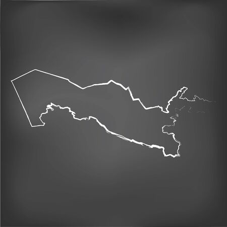 A Chalked map on a chalk board of  Uzbekistanのイラスト素材