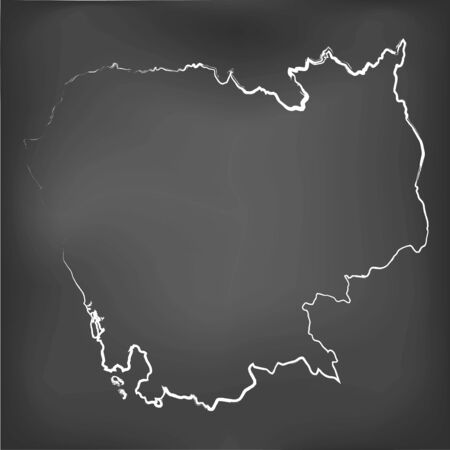 A Chalked map on a chalk board of  Cambodiaのイラスト素材