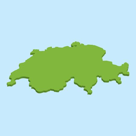 A 3D map on blue water background of  Switzerlandのイラスト素材