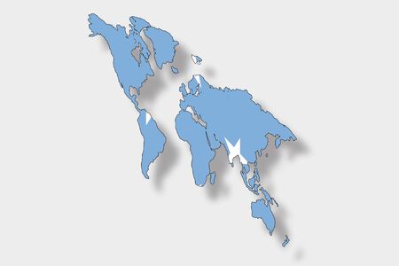 A 3D Isometric Flag Illustration of a map of the world with the flag of  Micronesiaのイラスト素材
