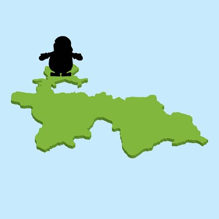 A 3D map on blue water with Santa background of  Tajikistanのイラスト素材
