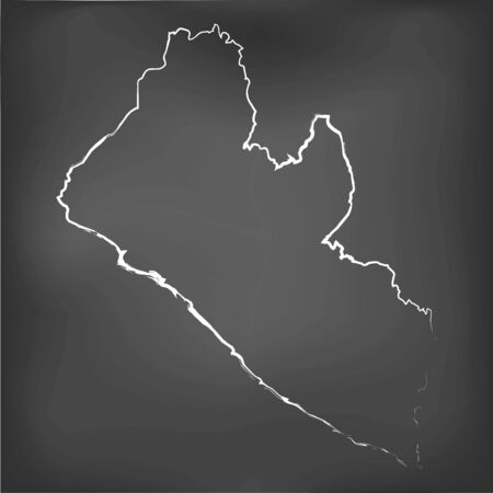 A Chalked map on a chalk board of  Liberiaのイラスト素材