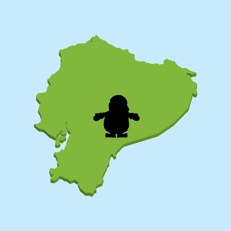A 3D map on blue water with Santa background of  Ecuadorのイラスト素材