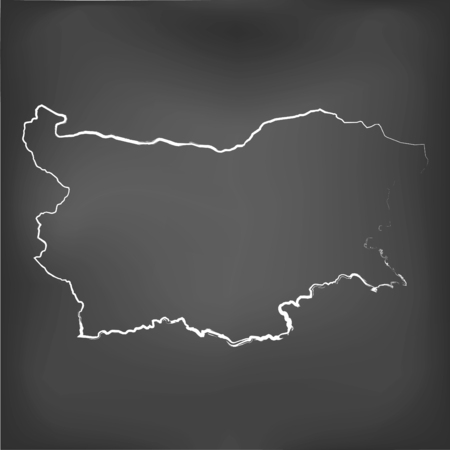 A Chalked map on a chalk board of  Bulgariaのイラスト素材