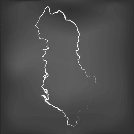 A Chalked map on a chalk board of  Albaniaのイラスト素材