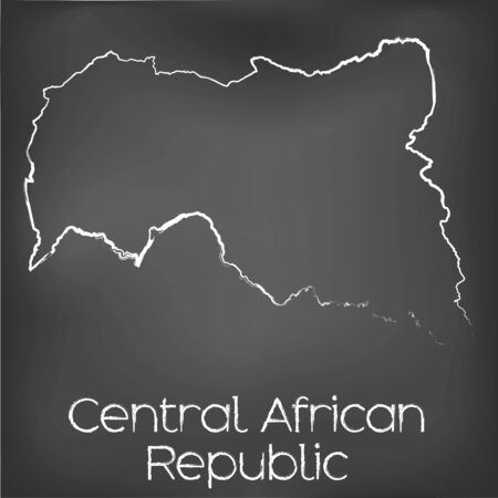 A Country Shape isolated on chalk board with the name and shape of Central African Republicの写真素材