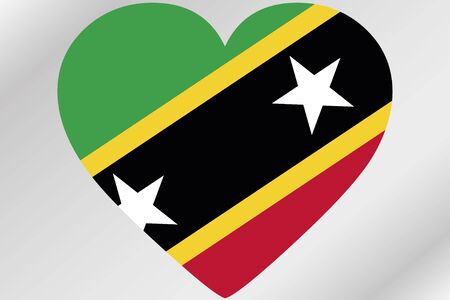A Flag Illustration of a heart with the flag of  Saint Kitts and Nevisの写真素材