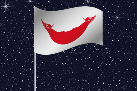 3D Flag Illustration waving in the night sky of the country of  Easter Islandの写真素材