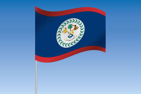 A 3D Flag Illustration waving in the sky of the country of  Belizeの写真素材