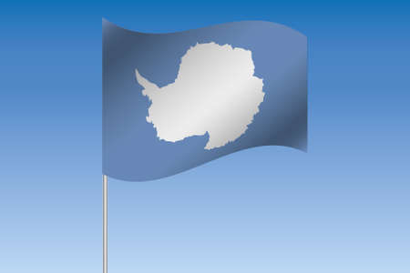 A 3D Flag Illustration waving in the sky of the country of  Antartica
