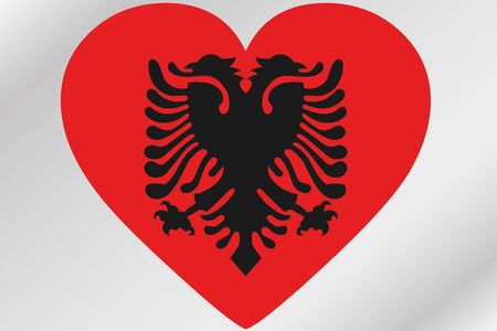 A Flag Illustration of a heart with the flag of  Albaniaの写真素材