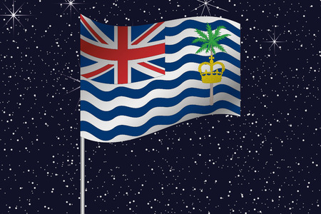 3D Flag Illustration waving in the night sky of the country of  British Indian Ocean Territoryの写真素材