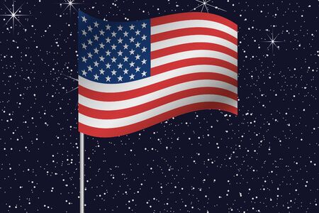 3D Flag Illustration waving in the night sky of the country of  United States of Americaの写真素材