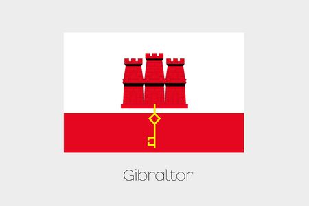An Illustration of the flag, with name, of the country of Gibraltarの写真素材