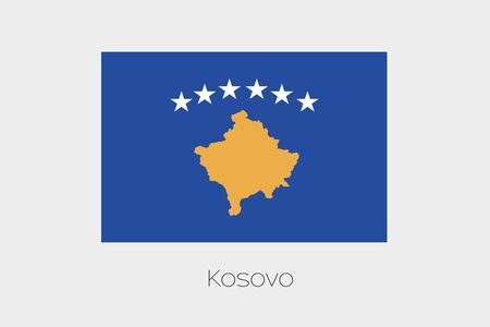 An Illustration of the flag, with name, of the country of Kosovoの写真素材
