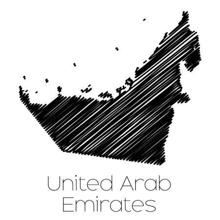 A Scribbled Map of the country of  United Arab Emiratesの写真素材