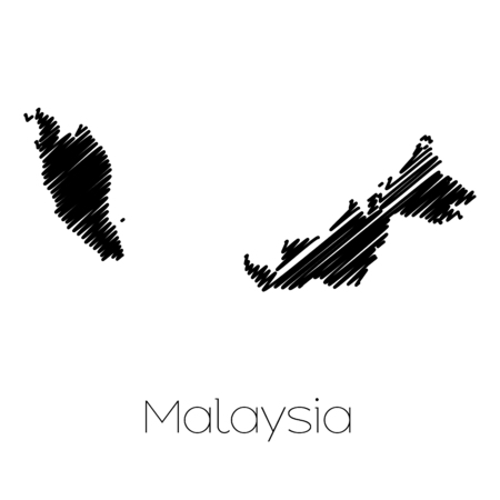 A Scribbled Map of the country of  Malaysiaの写真素材