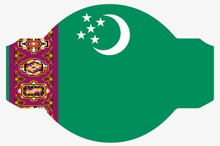 A Flag Illustration within a Sign of the country of Turkmenistanの写真素材