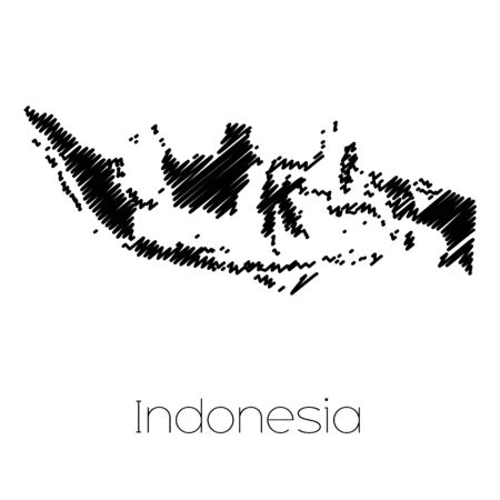 A Scribbled Map of the country of  Indonesiaの写真素材
