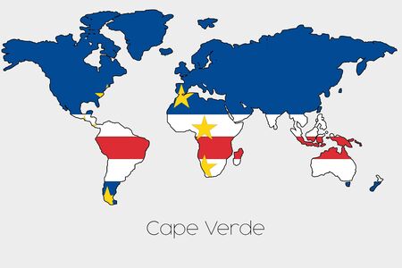 A Flag Illustration inside the shape of a world map of the country of  Cape Verdeの写真素材