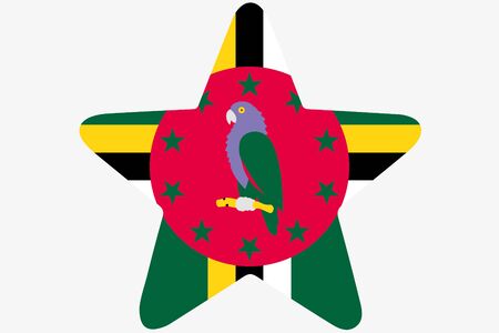 A Flag Illustration inside a star of the country of Dominicaの写真素材