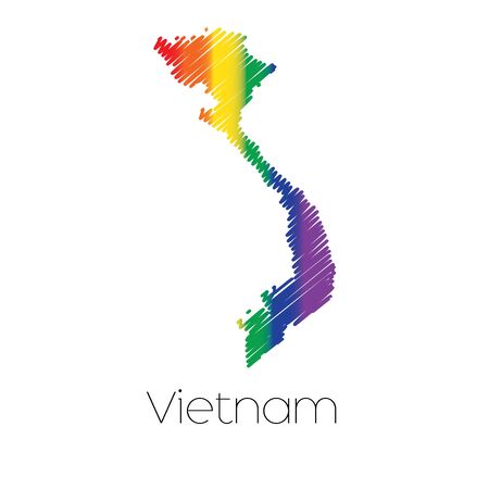 An LGBT Coloured Scribbled Shape of the Country of Vietnamの写真素材