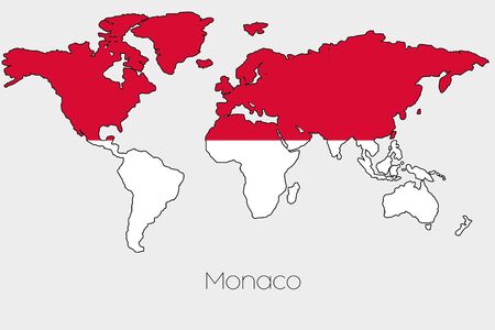 A Flag Illustration inside the shape of a world map of the country of  Monacoの写真素材