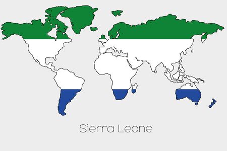 A Flag Illustration inside the shape of a world map of the country of  SierraLeoneの写真素材