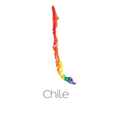 An LGBT Coloured Scribbled Shape of the Country of Chileの写真素材
