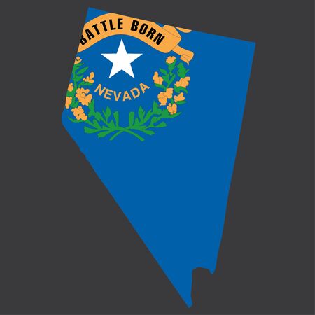 Highly detailed map with flag inside of the state of Nevadaの写真素材