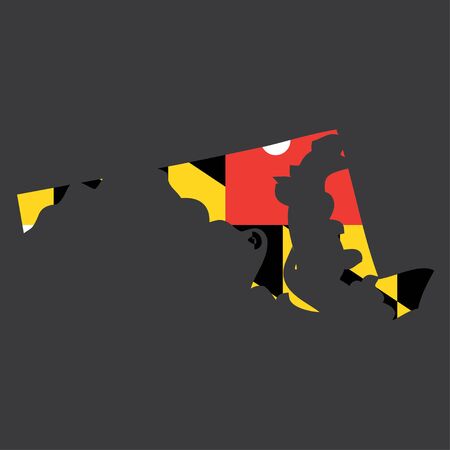 Highly detailed map with flag inside of the state of Marylandの写真素材