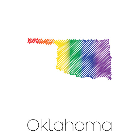 An LGBT Scribbled shape of the State of Oklahomaの写真素材