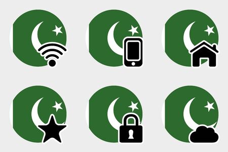 A Web Icon Set with the Flag of Pakistanの写真素材