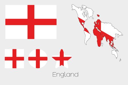 Illustrated Multiple Shapes Set with the Flag of Englandの写真素材