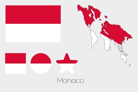 Illustrated Multiple Shapes Set with the Flag of Monacoの写真素材