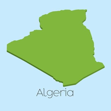 A 3D map on blue water background of Algeriaの写真素材