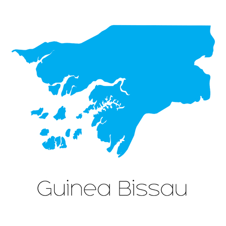 A Blue shape with name of the country of Guinea Bissauの写真素材