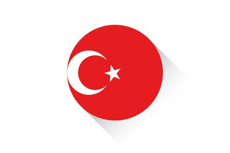 A Round flag with shadow of Turkeyの写真素材
