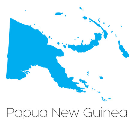 A Blue shape with name of the country of Papua New Guineaの写真素材