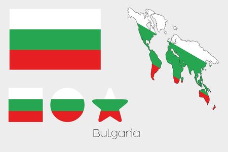 Illustrated Multiple Shapes Set with the Flag of Bulgariaの写真素材