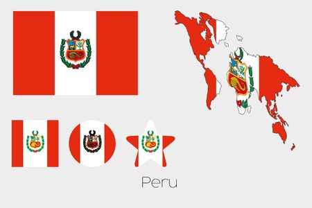 Illustrated Multiple Shapes Set with the Flag of Peruの写真素材