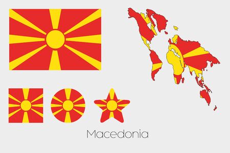 Illustrated Multiple Shapes Set with the Flag of Macedoniaの写真素材