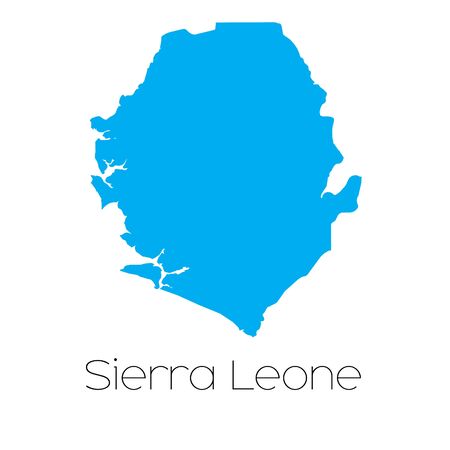 A Blue shape with name of the country of Sierra Leoneの写真素材