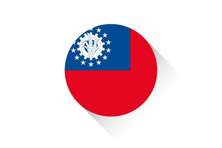 A Round flag with shadow of Myanmarのイラスト素材