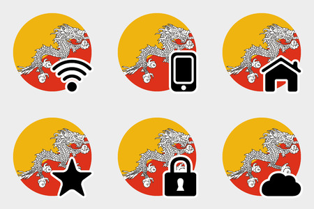 A Web Icon Set with the Flag of Bhutanのイラスト素材